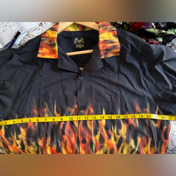 Benny’s Red Orange Flame  Men's Shirt Retro Bowling - Picture 9 of 12